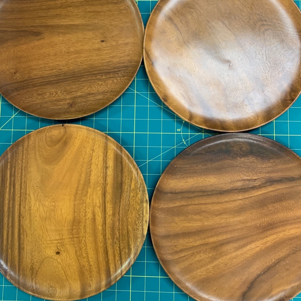Vintage MCM Round Monkeypod Wood Plates